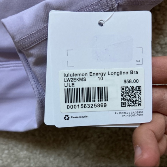 1-6 NWT Size 10 lululemon Energy Longline Bra ,LILE(Lilac purple) - Picture 6 of 9